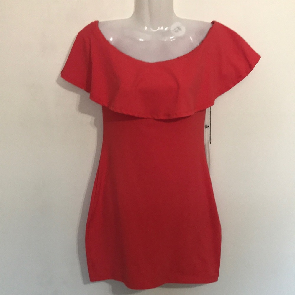 Susana Monaco Dress Xs coral off shoulder bodycom